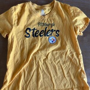 NFL Pittsburgh Steelers Yellow V-Neck Tee with Logo